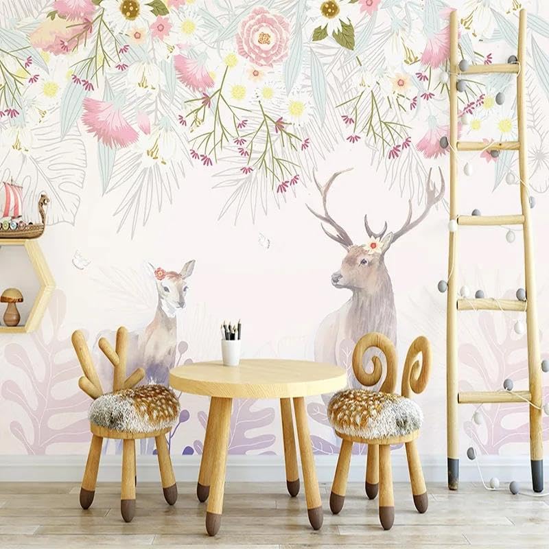 Papier peint fleurs 3D pour salon et deco de chambre d'enfant