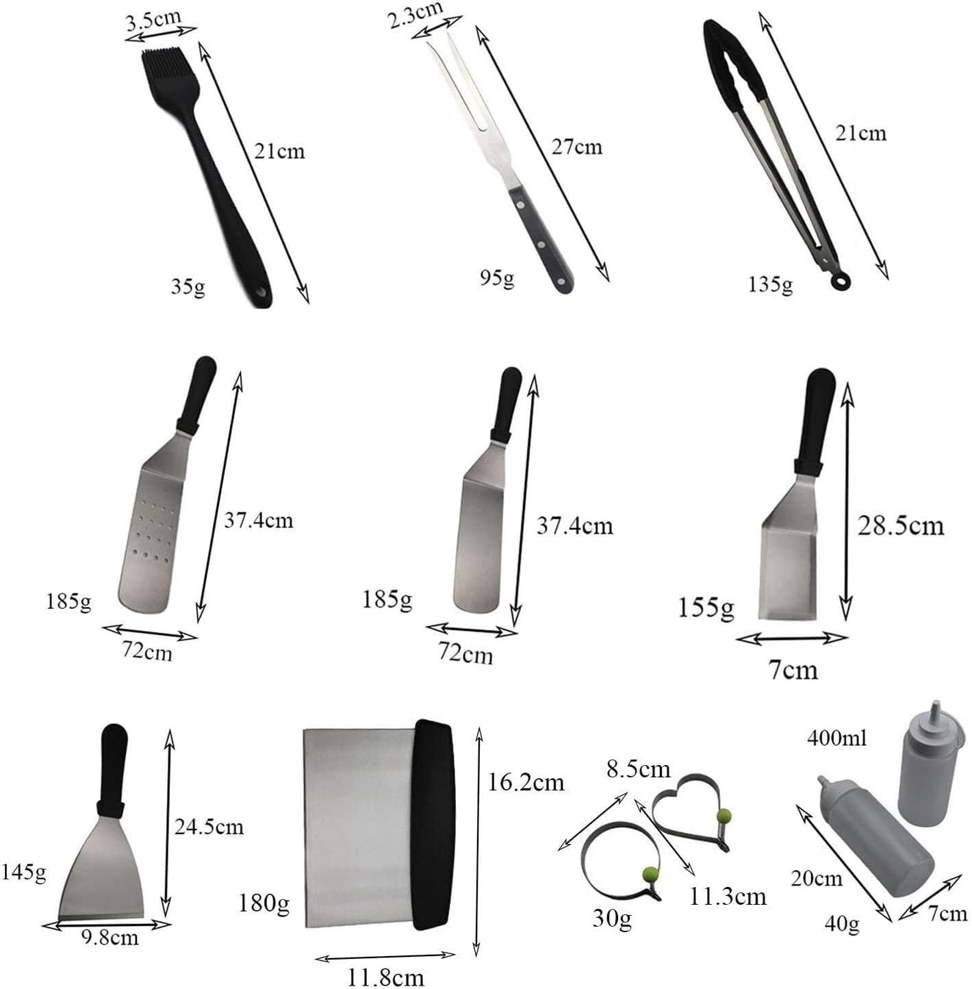 Set di 15 Utensili per Barbecue, Kit di Accessori in Acciaio Inossidabile per Barbecue all'aperto, Campeggio e Uso in Cucina