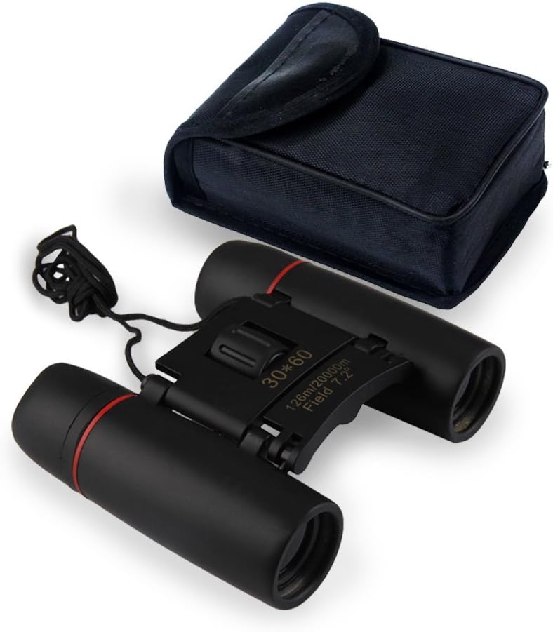 Pro Binoculars - Red Membrane 30x60 Zoom Folding Telescope | Amplify Brightness | Black | 1067