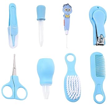 Newborn Hygiene Kit Anti Choking Kit for Nursery with Hair Brush 8 Piece Set with Nasal Aspirator for Kids Home Bathroom Travel Nursery Outdoor Time