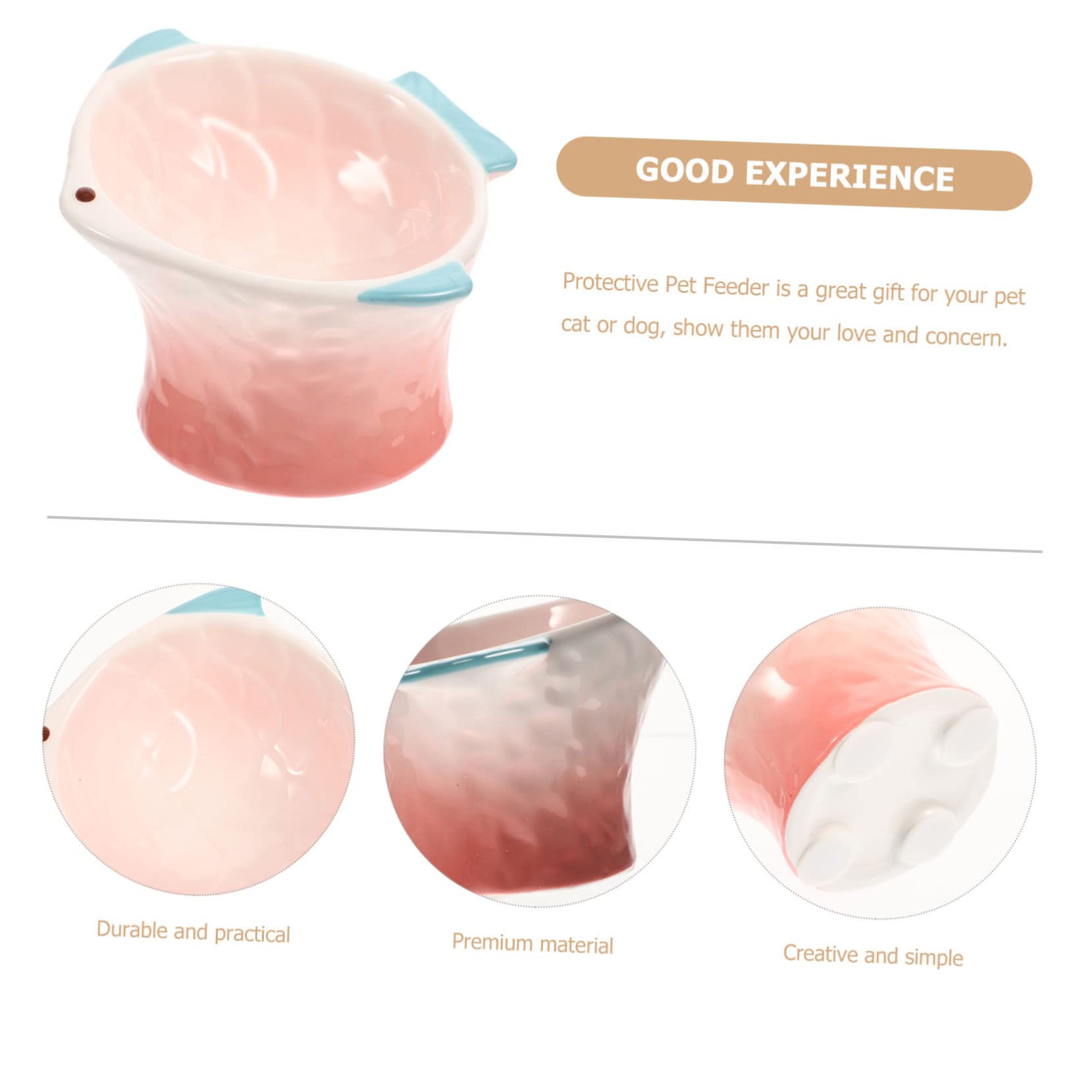 Piatto per Alimenti per Gatti Rosa in Ceramica, Basso e Decorativo | Adatto a Gatti e Cani, per Cibo e Snack, Servizio Prolungato, Stile Creativo a Forma di Pesce