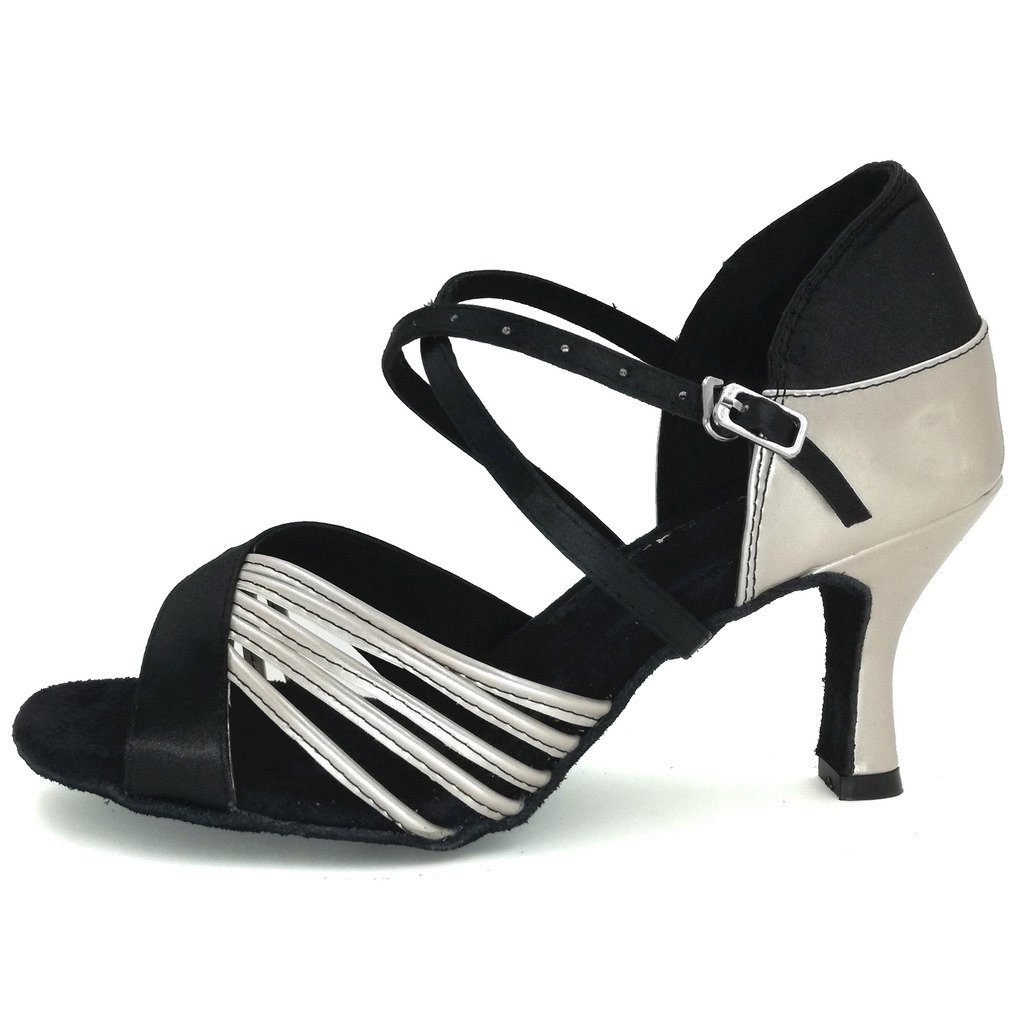 Pierides Women's Peep Toe Sandals Latin Salsa Tango Practice Ballroom Dance Shoes with 2.75