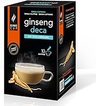 King Cup - 1 Pack of 10 Soluble Sachets of Ginseng Deca to Sugar, 10 Sticks of 6 g Decaffeinated Ginseng to Add to 60 ml of Hot Water, Gluten Free and Lactose Free
