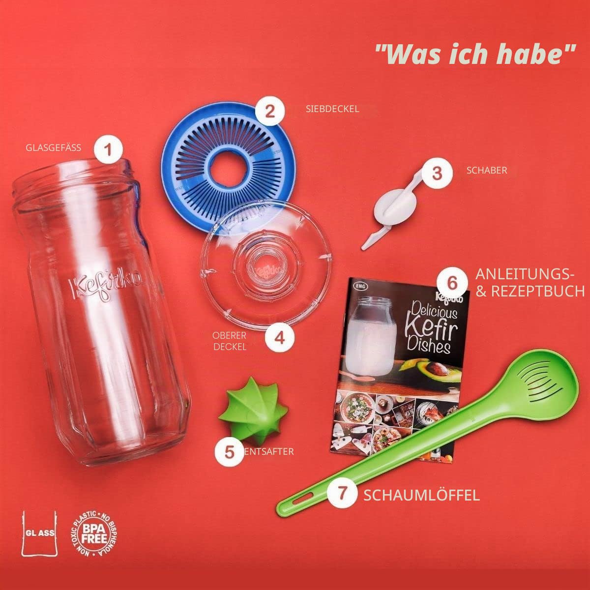 Kefirko Fermentations Set | Milch- und Wasserkefir selber herstellen - 1,4 Liter Weiß