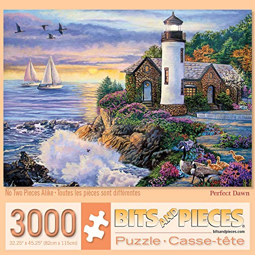 Bits and Pieces 3000 Piece Jigsaw Puzzle for Adults - Perfect Dawn 3000 pc Large Piece Ocean Sunrise Jigsaw by Artist Laura Glen Lawson (3000 Piece Puzzle 32' x 45')