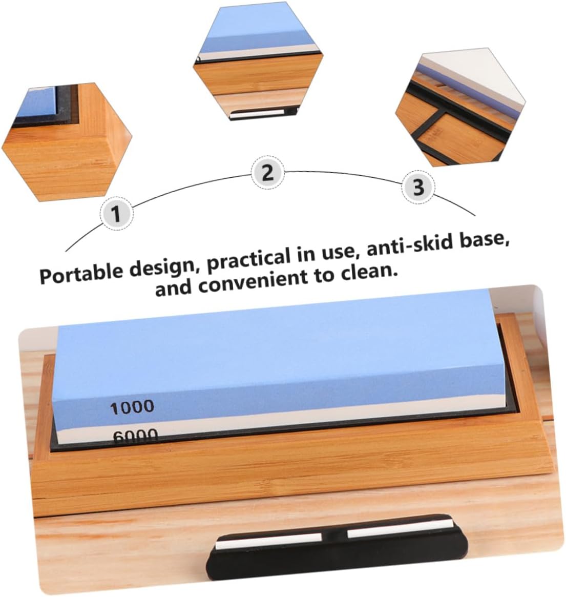 Dual Grit Kitchen Sharpening Stone with Non-slip Base and Positioning Guide Portable Whetstone for Scissors and Knives Compact Home and Outdoor Use