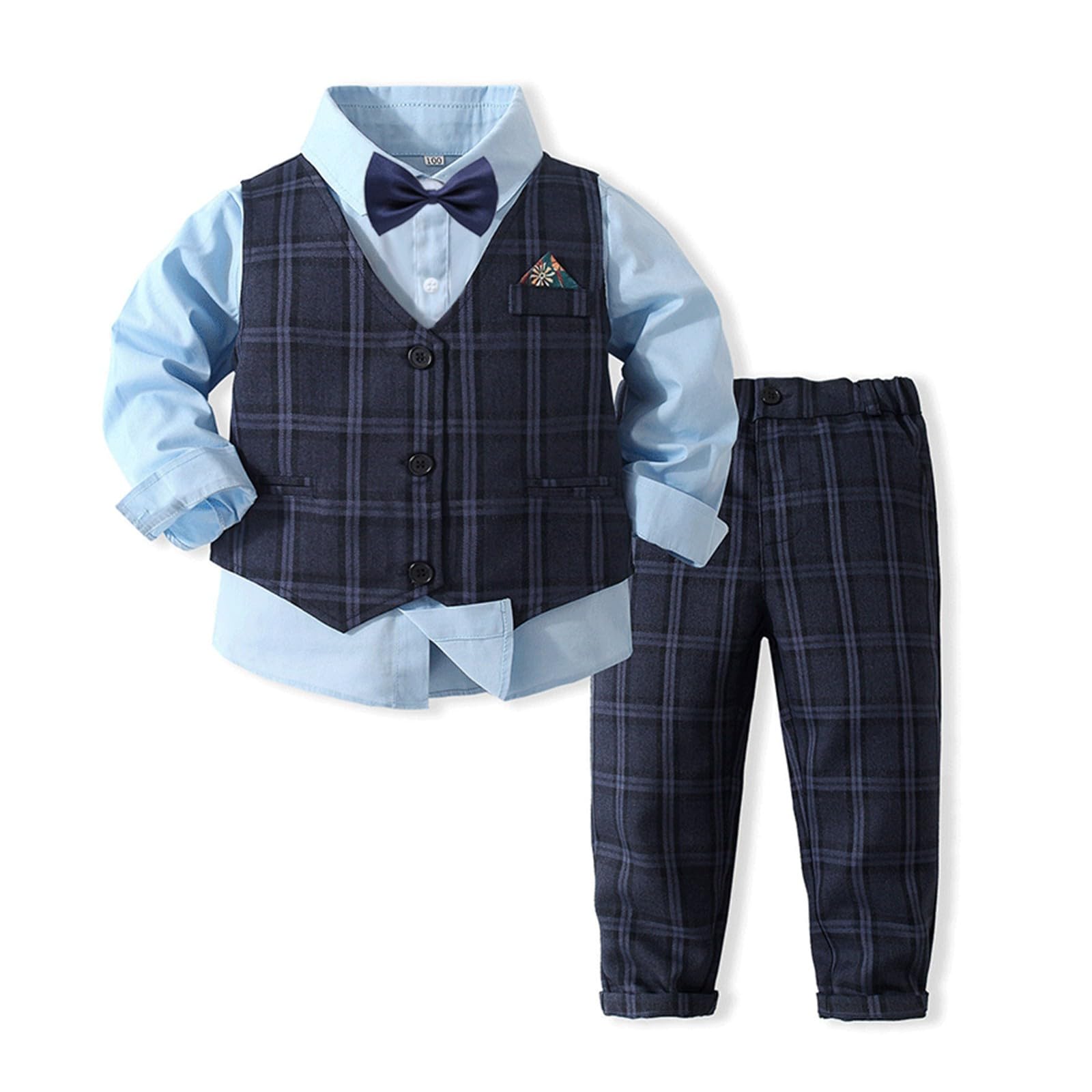 Volunboy Baby Boys Gentleman Suit, Toddler Formal Waistcoat Outfit Wedding Shirts + Vest +Bow Tie 4 PCS Set — view 17
