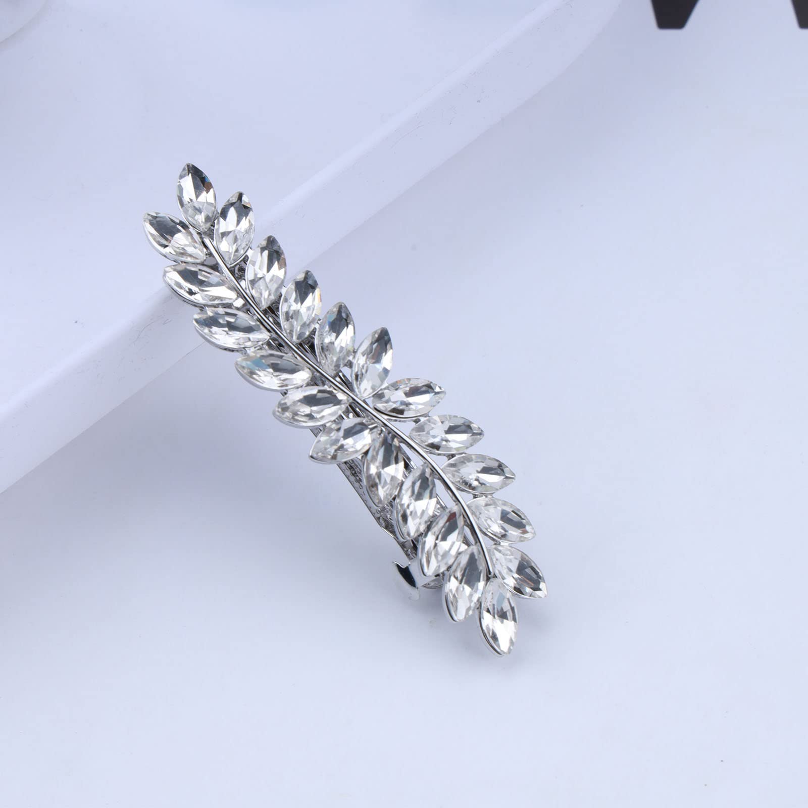 Barrette à cheveux florale 3' 1/2'' or avec cristaux ambrés - France