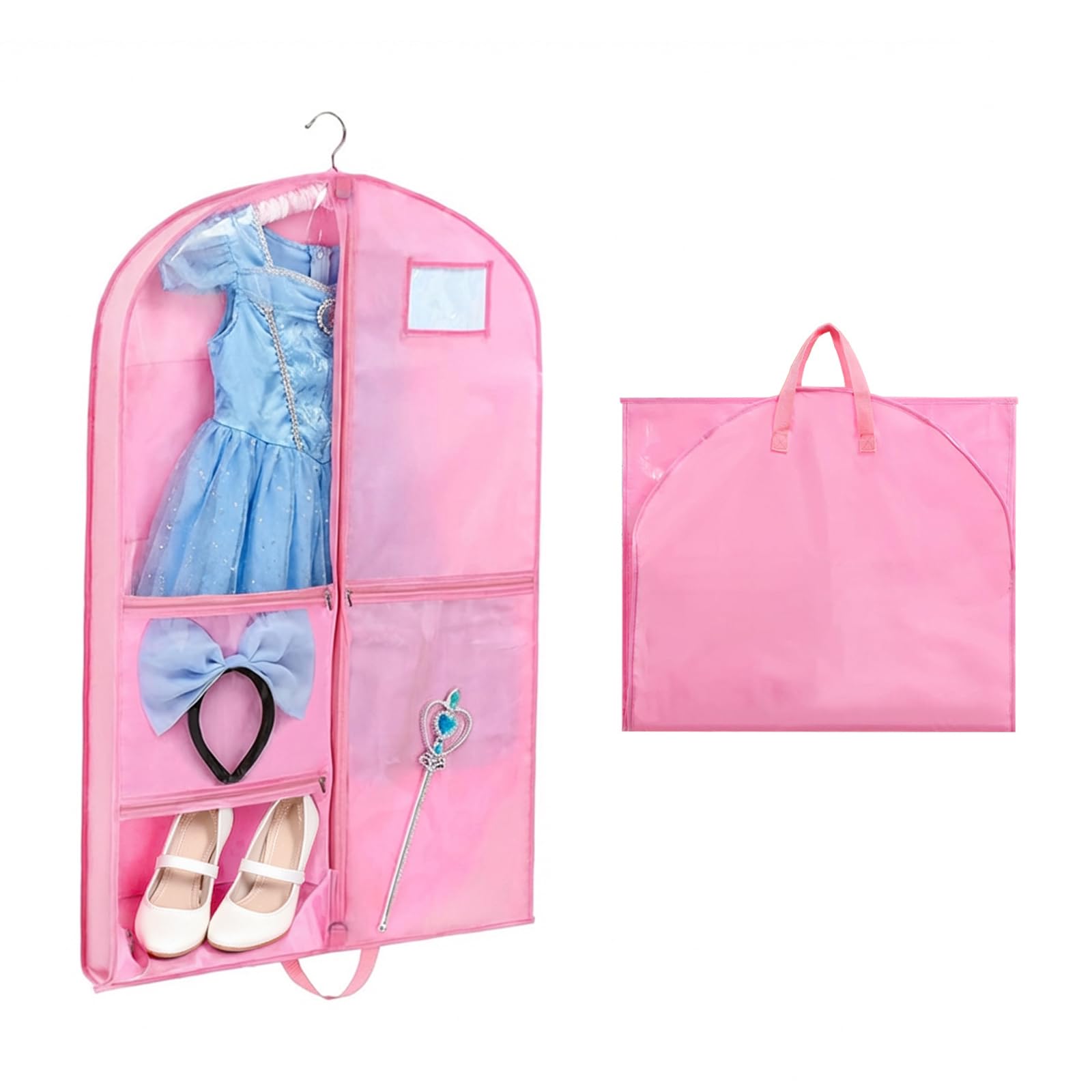 Dance Costume Bag – 40 Inch Waterproof Garment Bag with 5 Zipper Pockets & ID Slot, Foldable Travel Dress Bag for Kids Dancers, Clothes Covers for Competitions, Performances & Storage