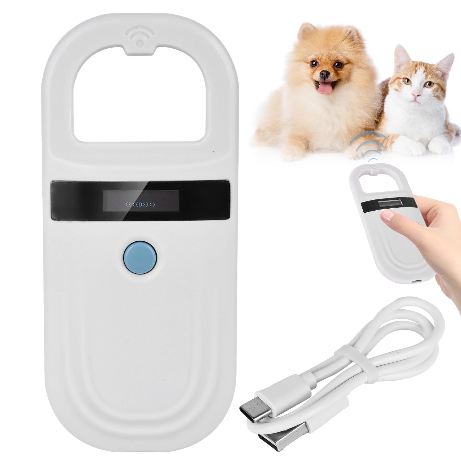 Aicharynic Lector de chips para mascotas,blanco,lector de microchip para perros/gato,lector de microchip para mascotas,escaneo de microchip para perros,escáner para mascotas