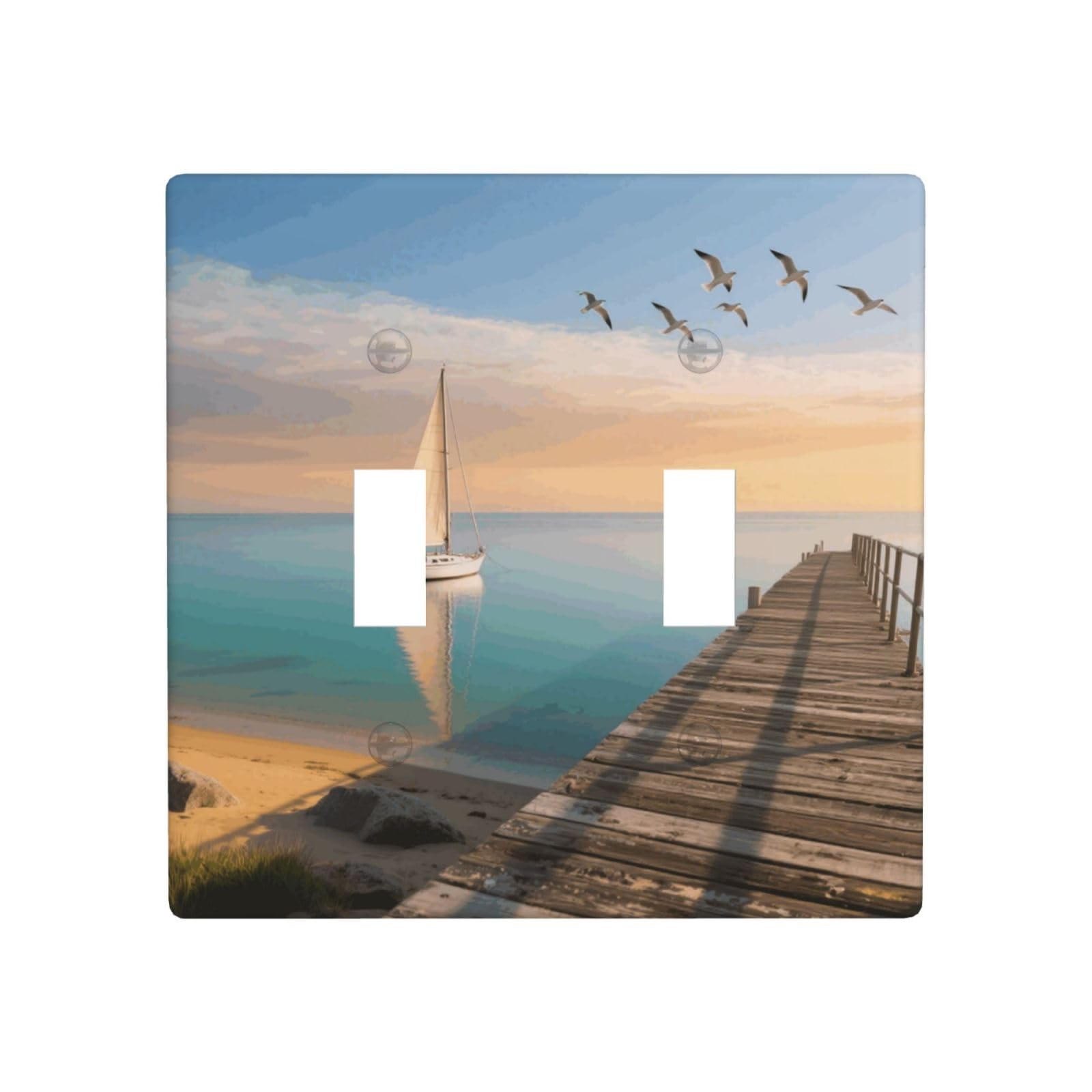 Fekiloot White Decorative Wall Plate Cover 2-Gang Duplex Switch Plate Cover Unbreakable Polycarbonate Double Toggle Light Switch Covers For Kitchen Bathroom Home Decor