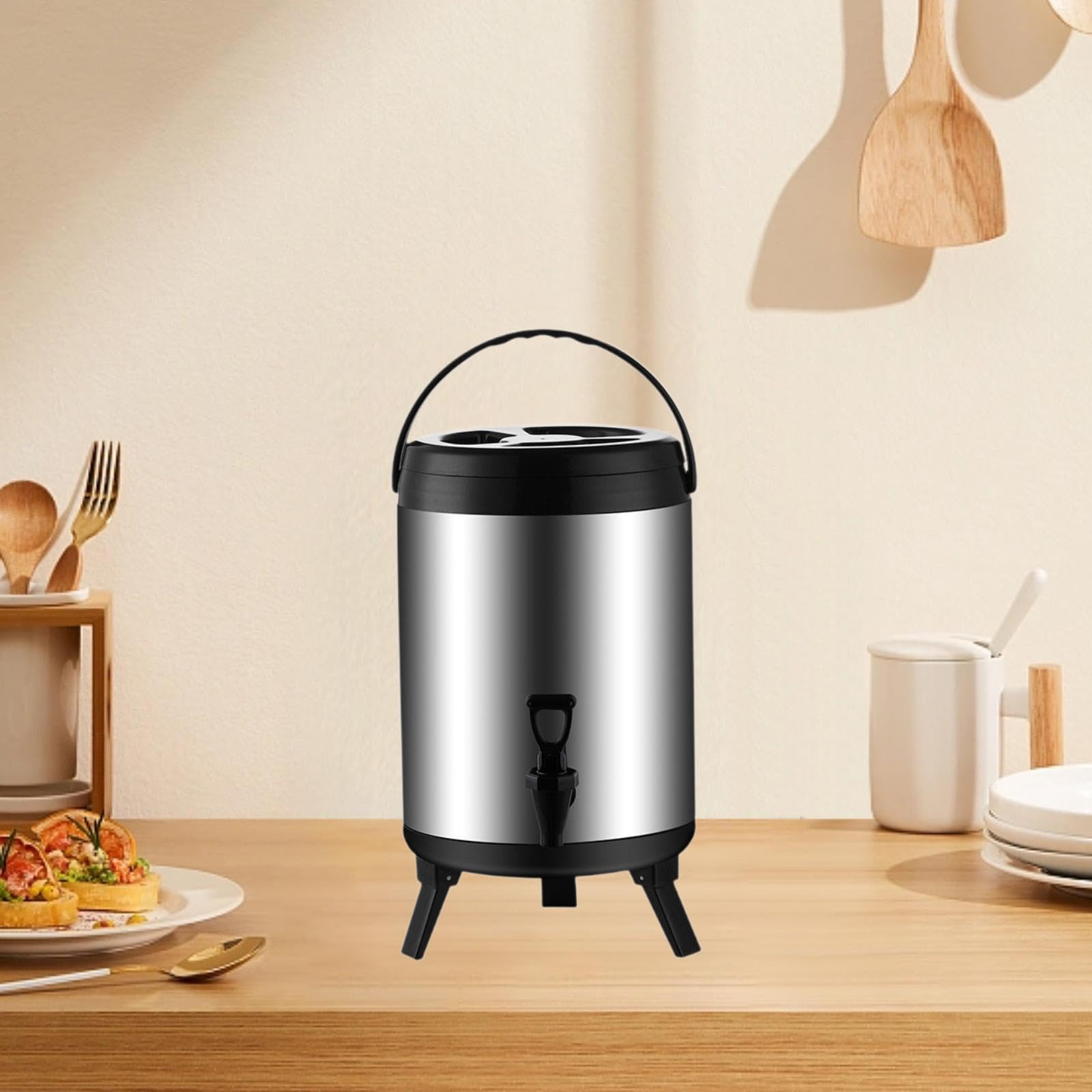 KESOTO Dispenser per Bevande a Doppia Parete con Fusto Isolato in Acciaio Inossidabile, Dispenser per tè Isolato per tè, Latte, Feste, Acqua Calda E Succhi, 12l