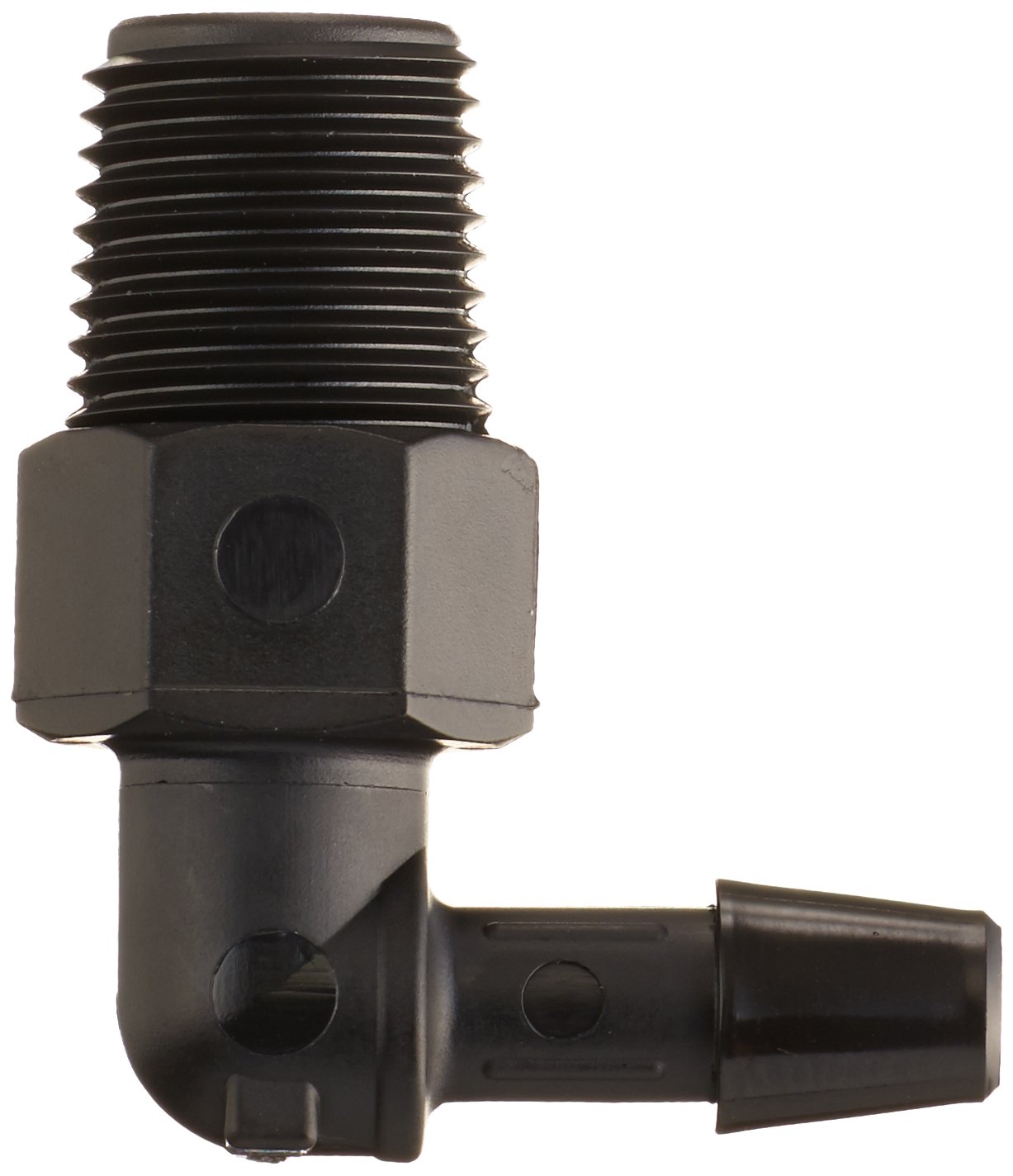 Eldon James L2-3BN Black Nylon Threaded Elbow, 1/8-27 NPT Thread to 3/16