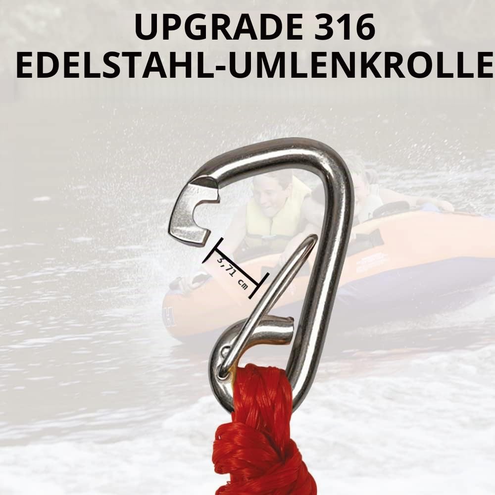 3,6 m/12 FT Schleppgeschirr-Anschluss für Wassersport, strapazierfähiges Bootsschleppgeschirr mit 2 Haken für 1–3 Fahrer