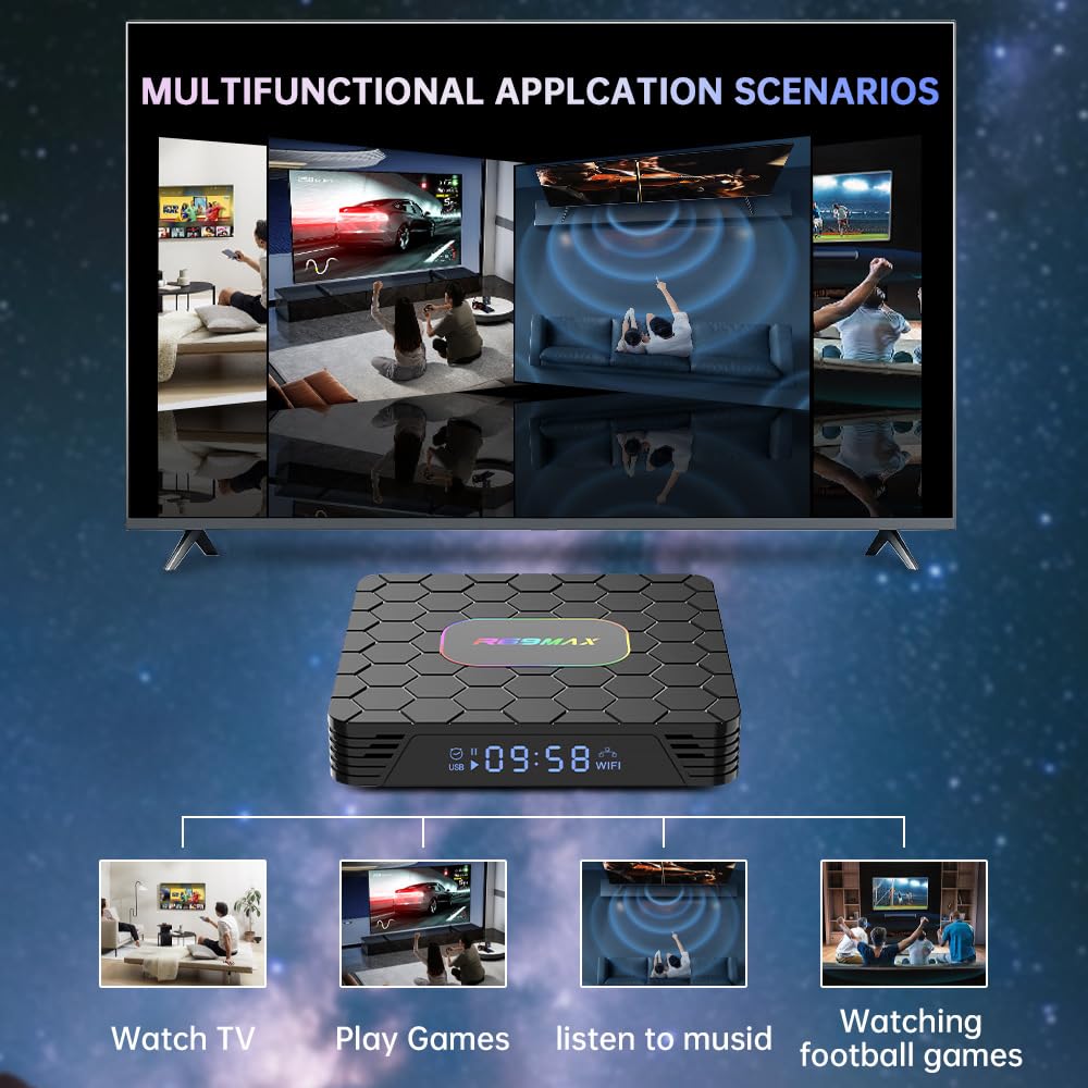 2025 Android Box 14.0, Smart TV Box 4 Go RAM, 64 Go Rom, 4K / 6K, Wi-FI 6, RK3528 Quad-Core Chip, Dual-WiFi, Bluetooth 5.0, 3D HDR, Ethernet.,4gb+32gb
