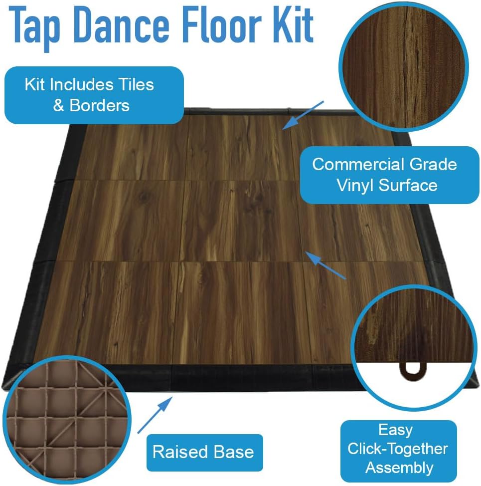 Greatmats Portable Dance Floor 3x3 Ft Kit, Wood Grain Vinyl Tap Dance 9 Pack