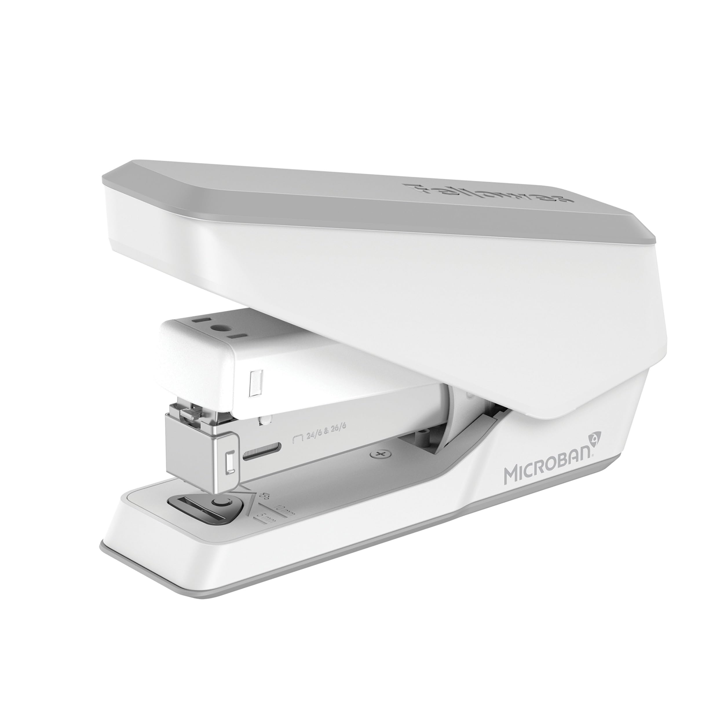 Fellowes Grapadora LX840 EasyPress™, de media carga, con Protección Microban, capacidad para 25 hojas, compatible con grapas de 24/6mm y 26/6mm, color blanco