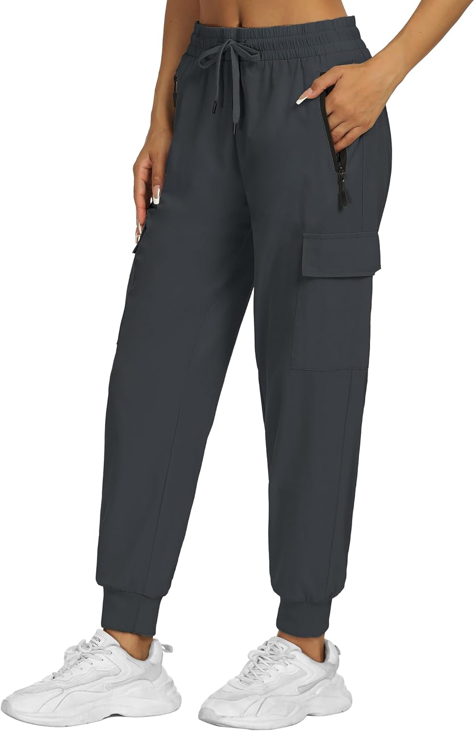 Buauty Womens Hiking Pants Pocketed Cargo Joggers Lightweight Quick Dry Waterproof Pants Elastic Waist Casual Travel Leggings - Image 8