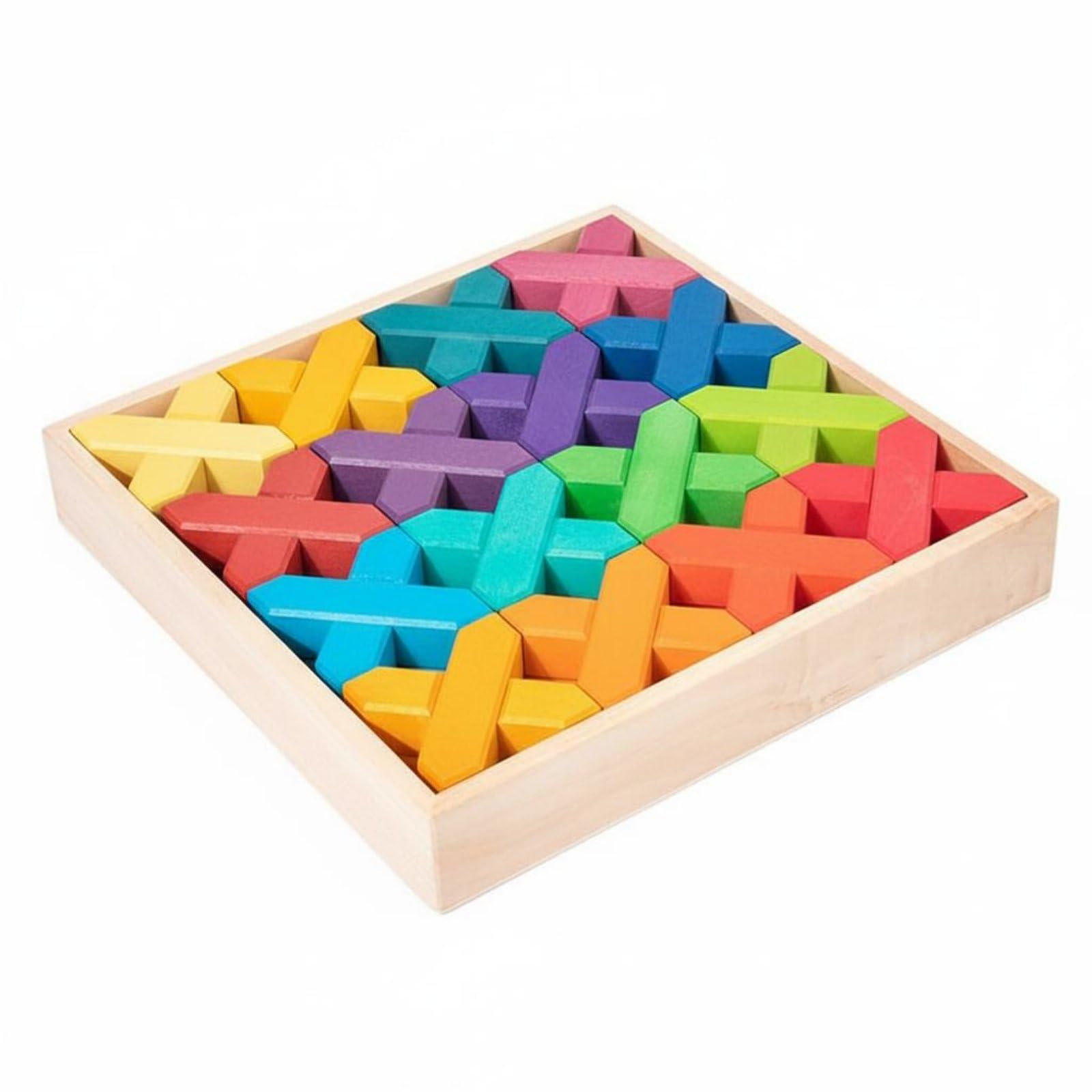 Colcolo Bloque Acrílico Bloques de Construcción Cubos Educativos Prismas de Madera Juguete Sensorial Apilable Construcción Creativa Conciencia Apto para, Cruz Multicolor