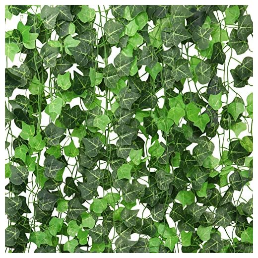 ElaDeco 94 ft 12 Pack Artificial Ivy Garland Vine,Plastic Ivy Vines Fake Ivy Garland for Wedding Party Decoration Garden Wall Greenery Decoration