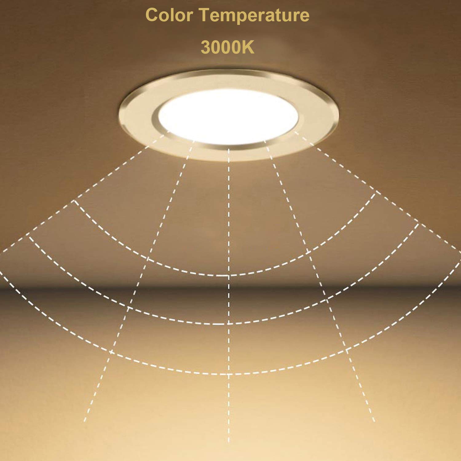 Foco Empotrable LED de 6W, Luz de Techo LED Impermeable Blanca Cálida 3000K IP44, Foco de Techo Empotrable AC 220-240V, No Regulable Luz de Techo Redonda Para Baño, Cocina, Paquet de 6