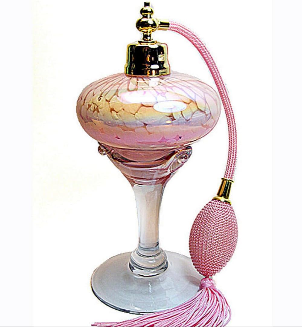 Art Perfume Cologne Refillable Glass Bottle With Pink Bulb And Tassel Spray Mounting