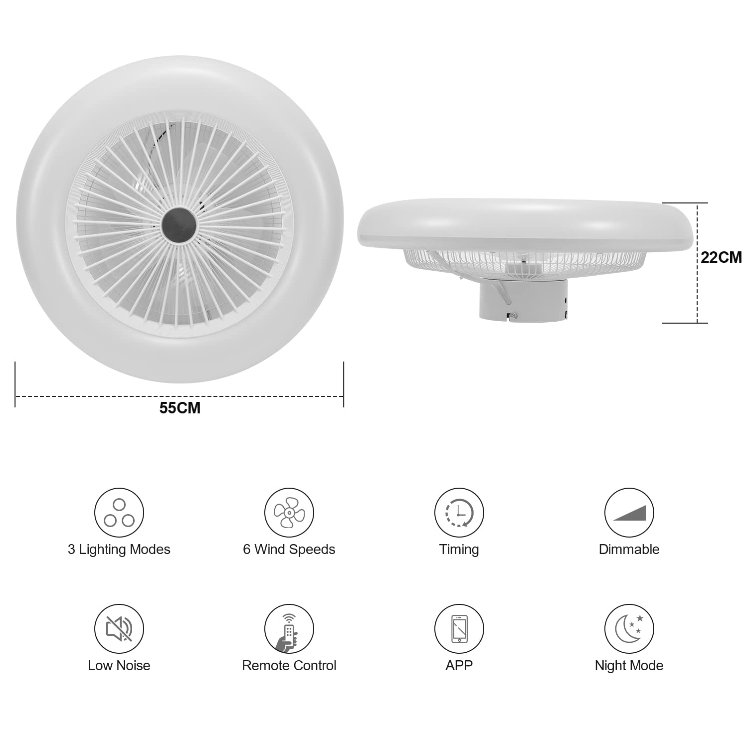 Deckenventilator mit Beleuchtung und Fernbedienung 2x 80W smart Lampe mit Ventilator Zweirichtungsrotation,Dimmbar licht und Windgeschwindigkeit Für Wohnzimmer Schlafzimmer Esszimmer