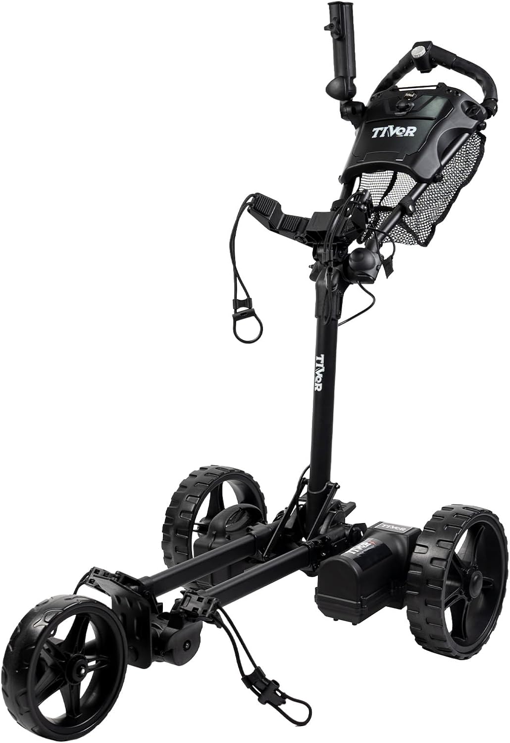 Tivor Electric Golf Push Cart with 24V10Ah Li-Ion Battery, 9 Speed Gears, Extra Large Storage, 2-Stage Folding with E-Brake, Travels Up and Downhill at Even Speeds