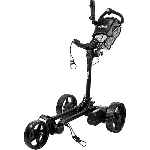 Tivor Electric Golf Push Cart with 24V10Ah Li-Ion Battery, 9 Speed Gears, Extra Large Storage, 2-Stage Folding with E-Brake, Travels Up and Downhill at Even Speeds
