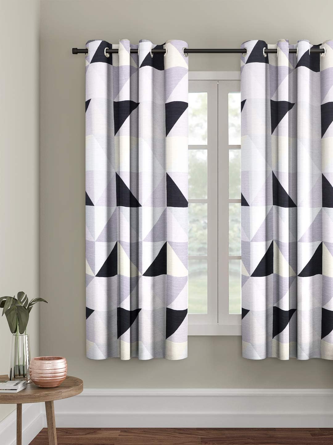 Cortina Durable & Stylish Printed Polyester Curtains – with Metal Grommets – Easy Fitting Over Window – Bedroom Living Room Kids Room Hall Kitchen – Curtains 5 Feet Set of 1 – Light Grey