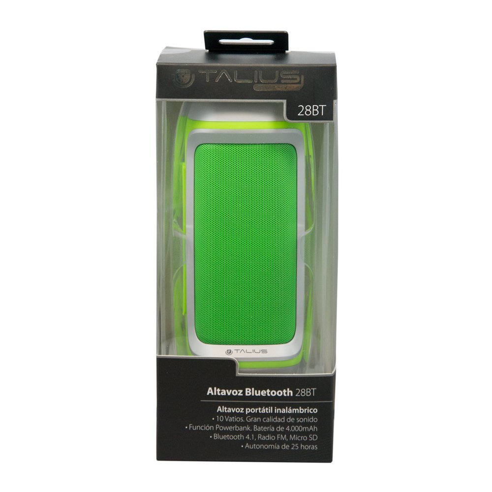 Talius 28BT - altavoz Bluetooth 3.0, tarjeta SD, manos libres, 10W, color verde