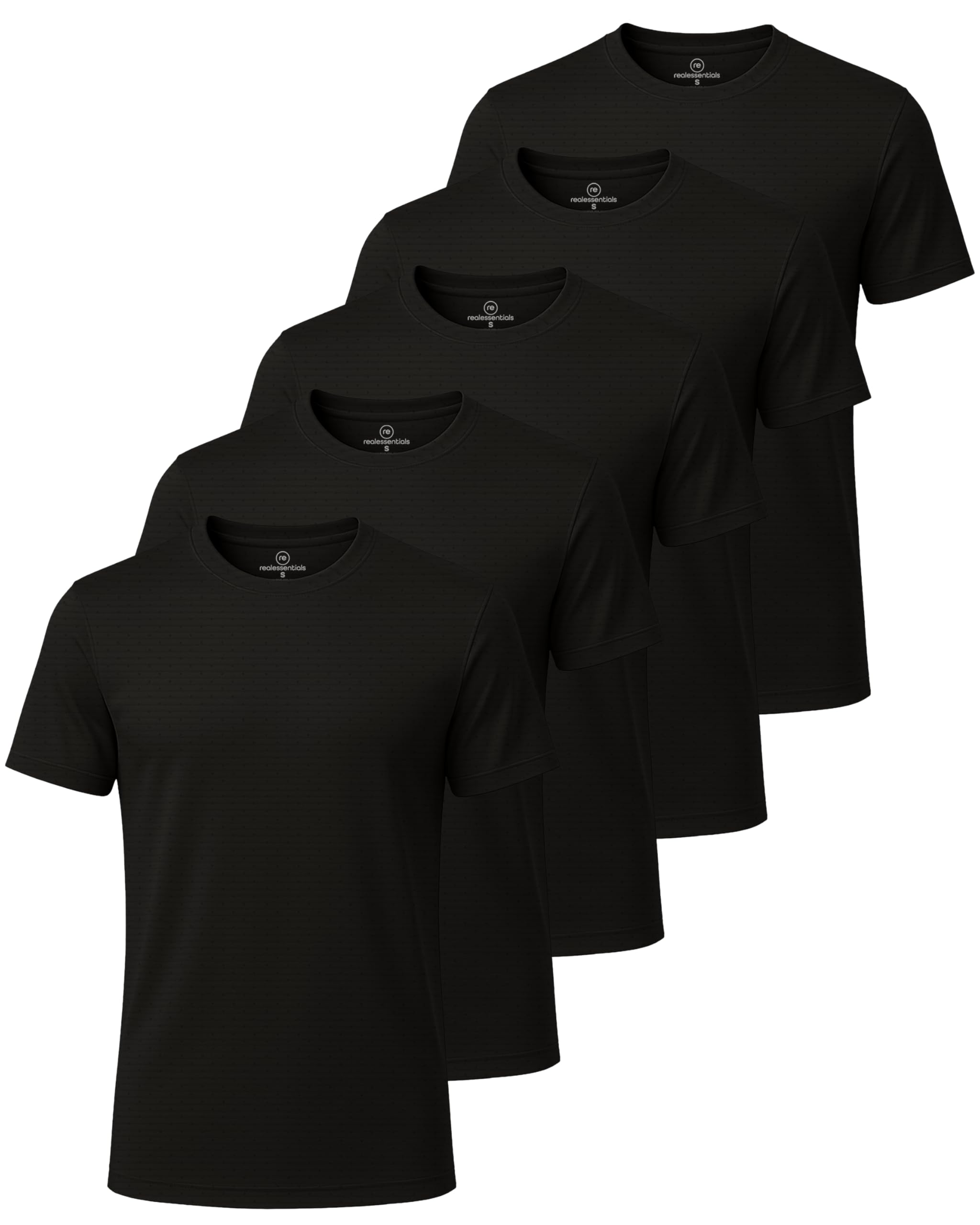 Real Essentials 5 Pack: Men’s Breeze Tech Crew Neck Workout T-Shirts Moisture-Wicking Athletic, Gym Shirts (Big and Tall)