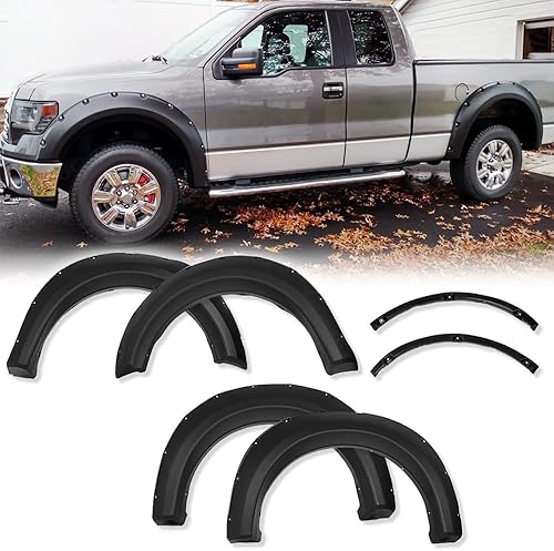 Miniatura 6 de PIT66 Juego de 4 guardabarros compatibles con Ford F150 Styleside 2009-2014 (no para modelos Platinum y Raptor), juego de guardabarros pintables,