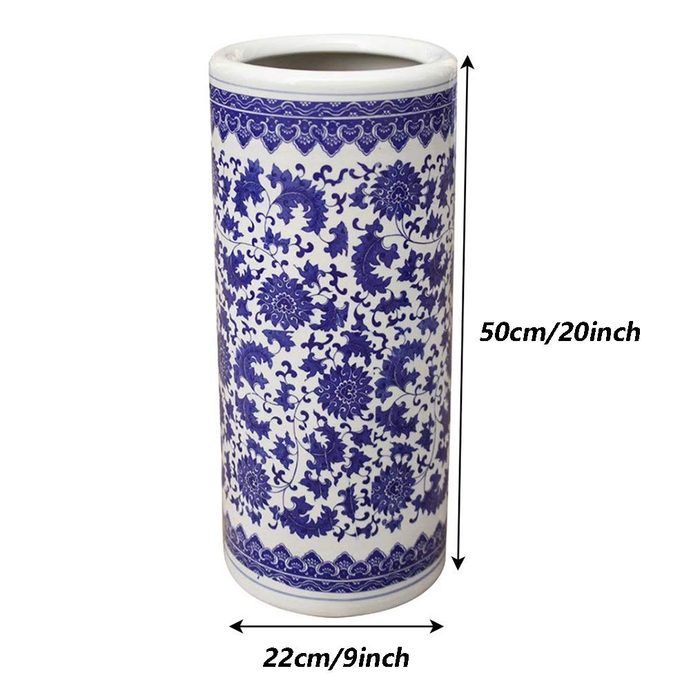 Amazon｜伝統的な陶器製傘立て - 青と白の花柄の陶器製傘立て（杖収納