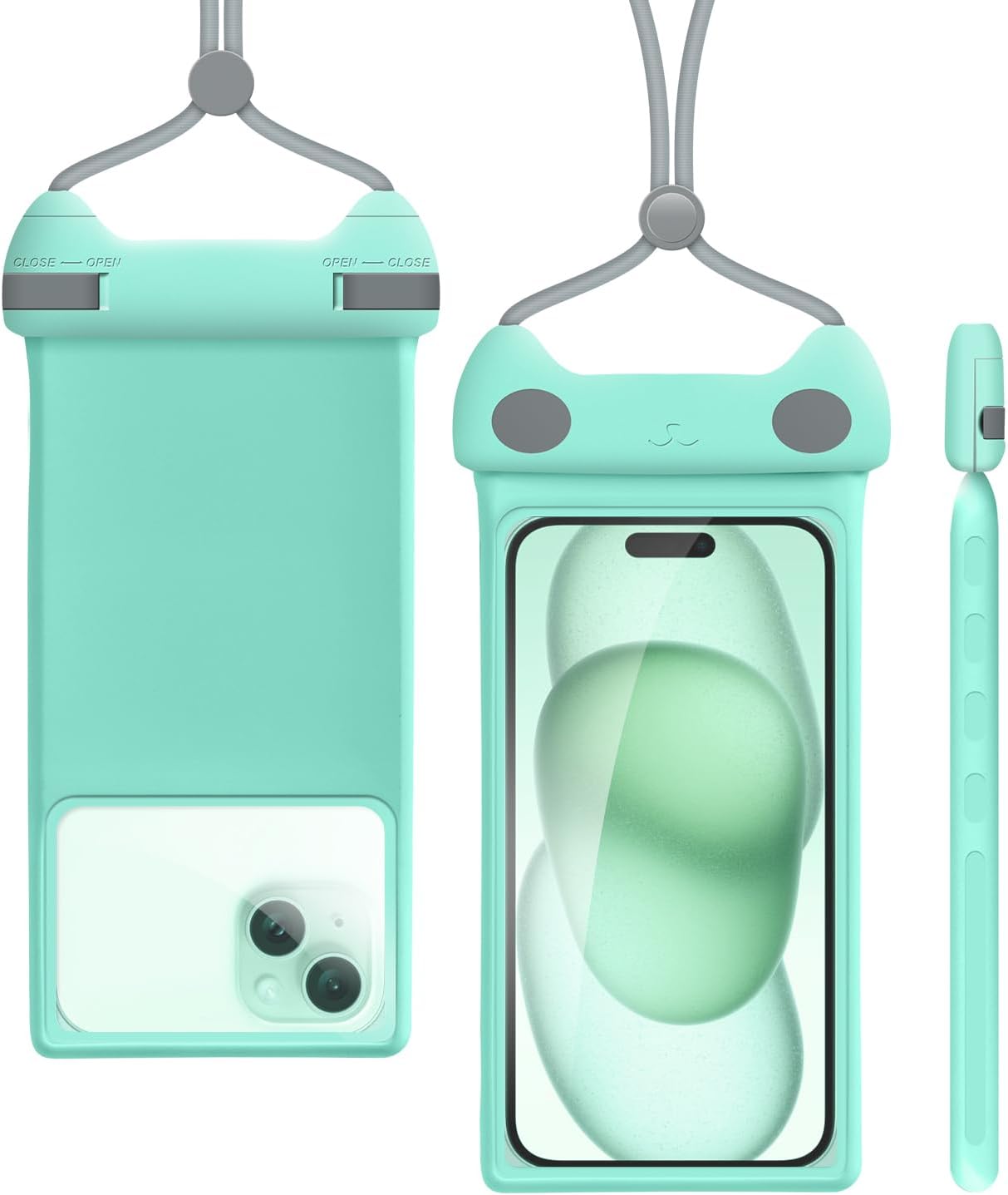 wellhouse Waterproof Phone Pouch, Waterproof Phone Case for iPhone 16 15 14 13 Pro Max XS Samsung, IPX8 3D Cellphone Dry Bag Beach Essentials -Kitten Crystal Mint wellhouse Waterproof Phone Pouch, Waterproof Phone Case for iPhone 16 15 14 13 Pro Max XS Samsung, IPX8 3D Cellphone Dry Bag Beach Essentials -Kitten Crystal Mint