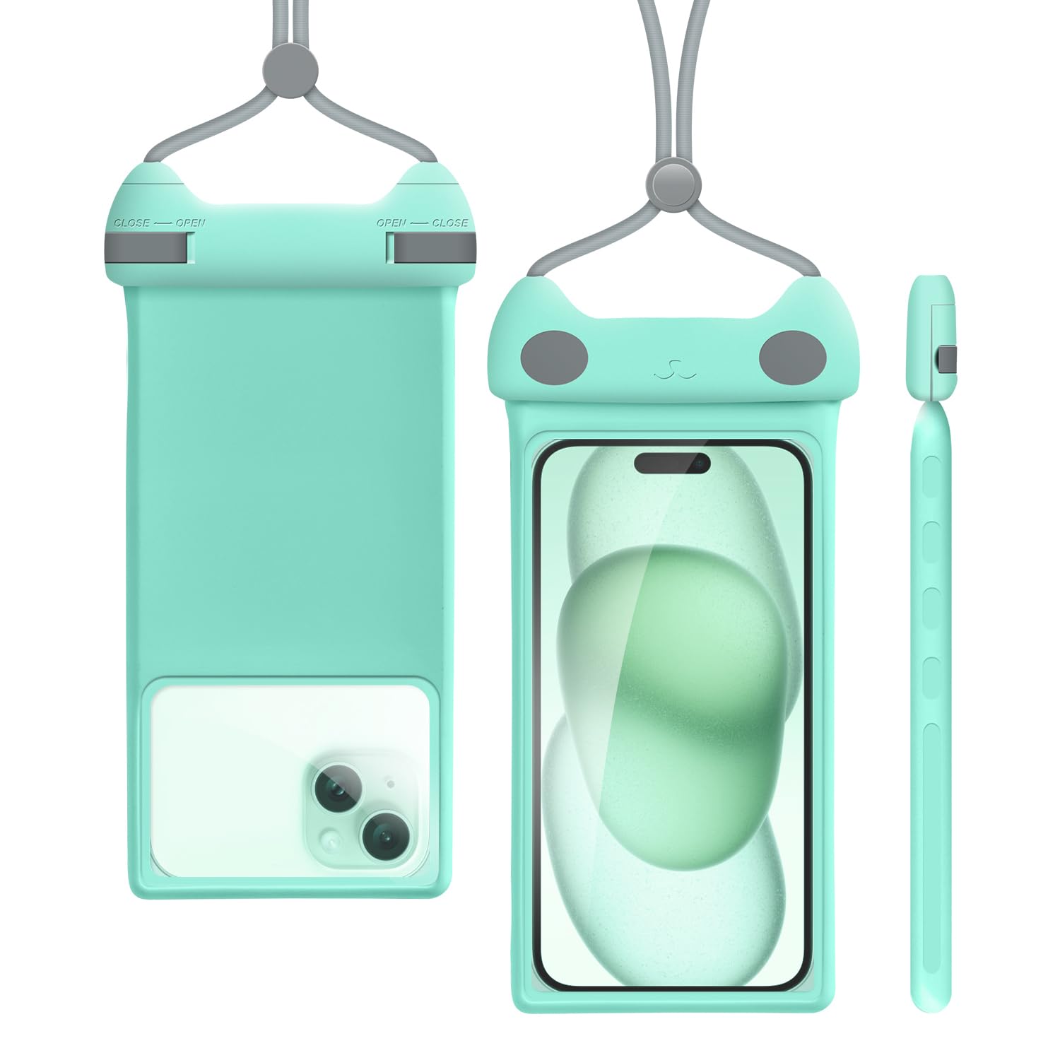 wellhouse Waterproof Phone Pouch, Waterproof Phone Case for iPhone 17 16 15 14 Pro Max XS Samsung, IPX8 3D Cellphone Dry Bag Beach Essentials -Kitten