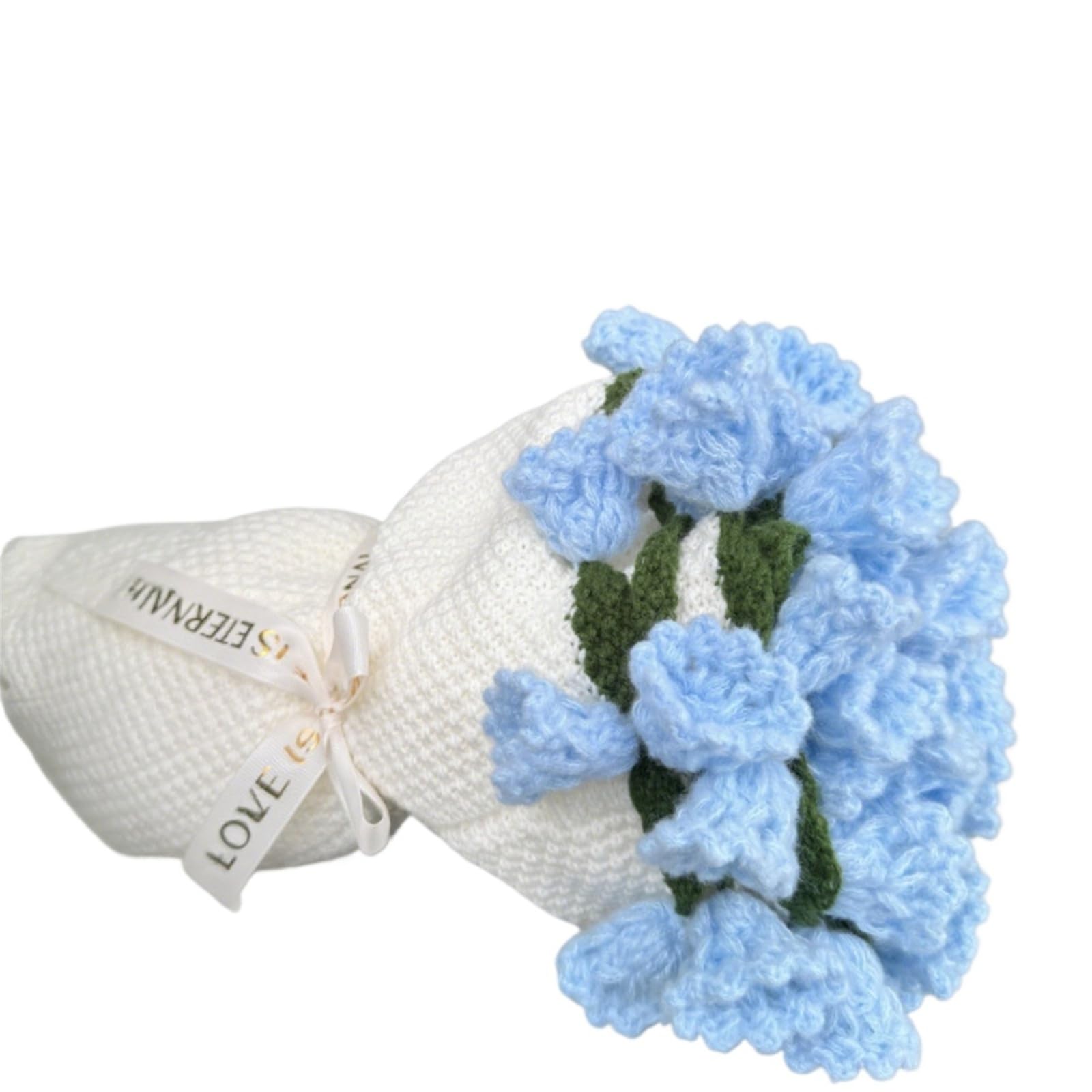 Generico Coperta con bouquet di rose e lillà lavorata a mano - Filato floreale viola per la festa della mamma e San Valentino(Blue white cloth,Diameter 60cm)