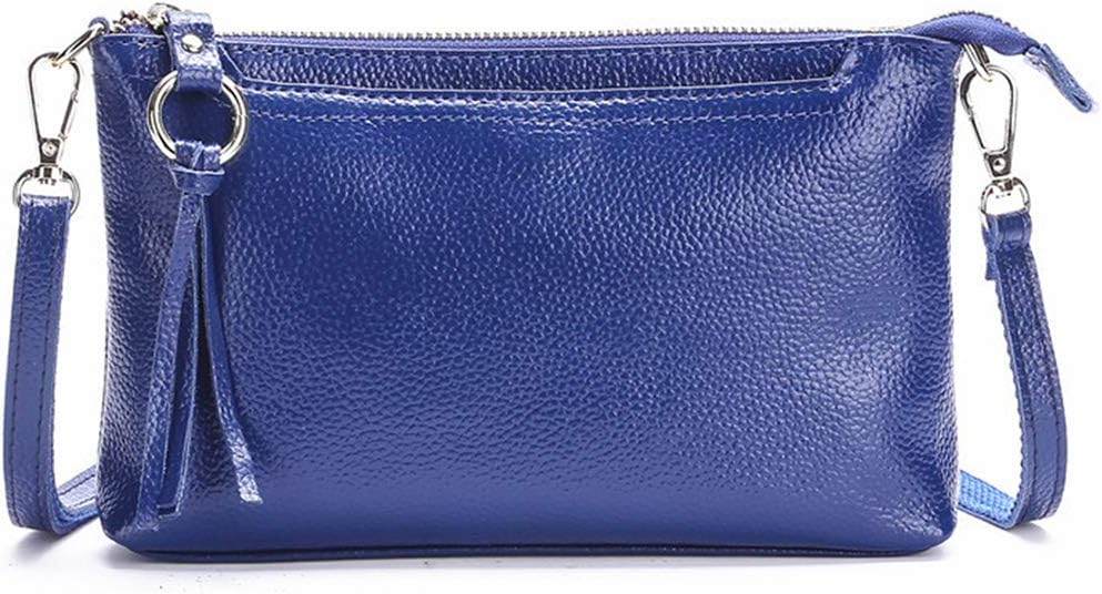 Women's Crossbody Bag Leather Wristlet, Clutch Purse with Tassel, Royal Blue, Large