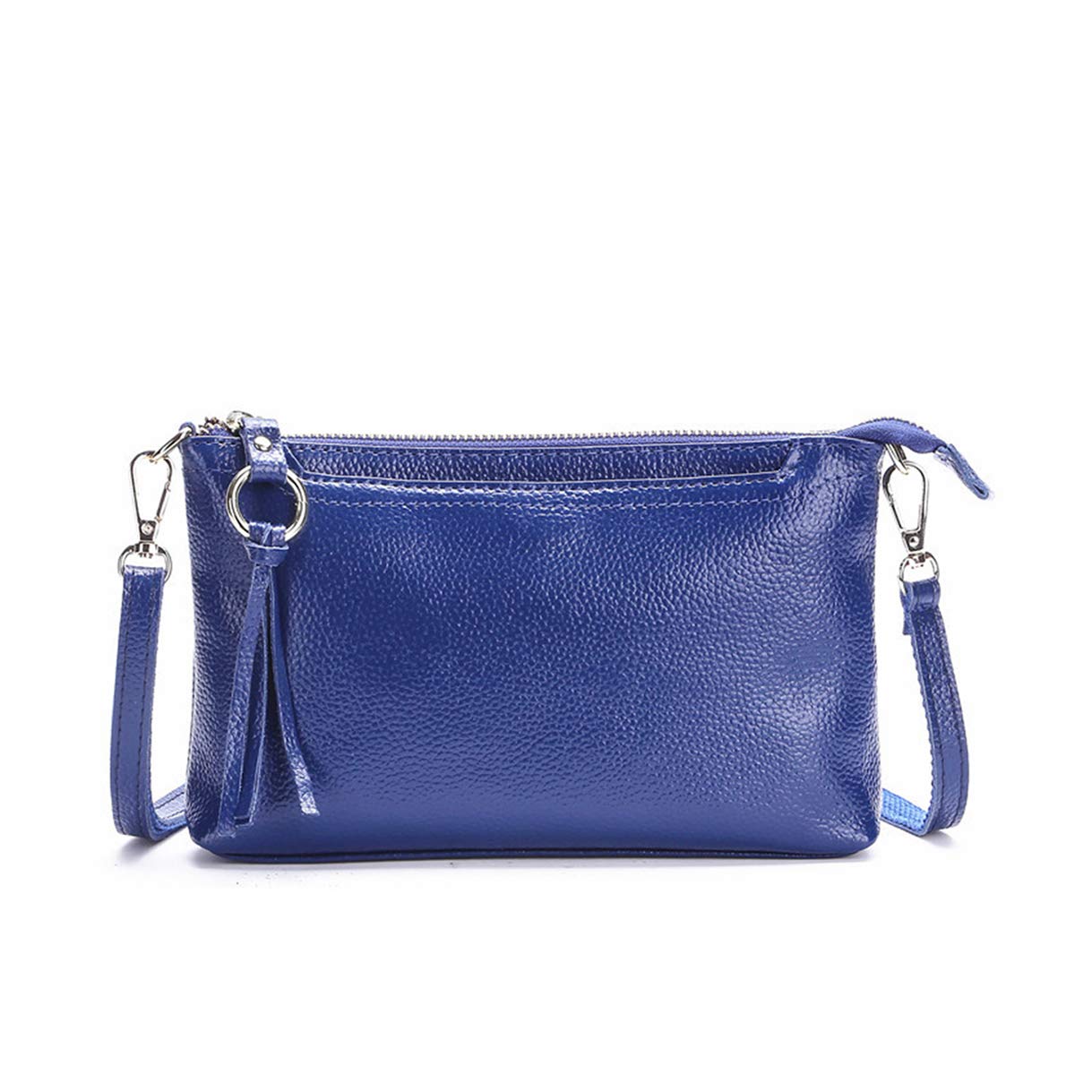 Women's Crossbody Bag Leather Wristlet, Clutch Purse with Tassel, Royal Blue, Large