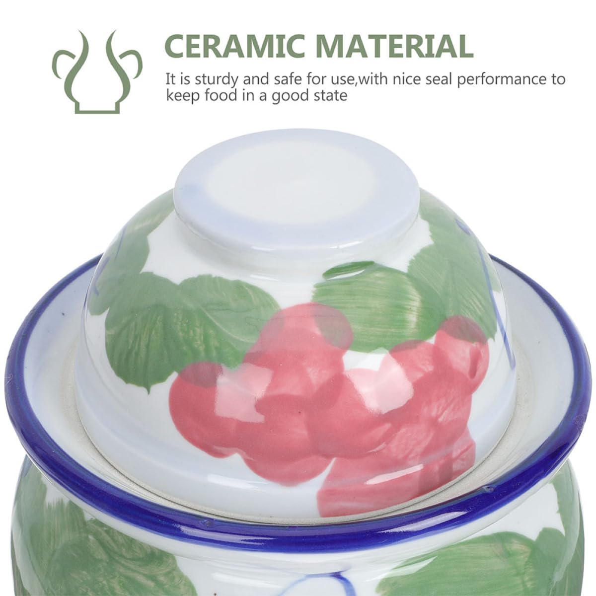 Kichvoe Keramik Gurkenglas 2kg Einmachglas mit Wasserverschluss und Luftdichtem Deckel für Kimchi und Sauerkraut Fermentation im Haushalt