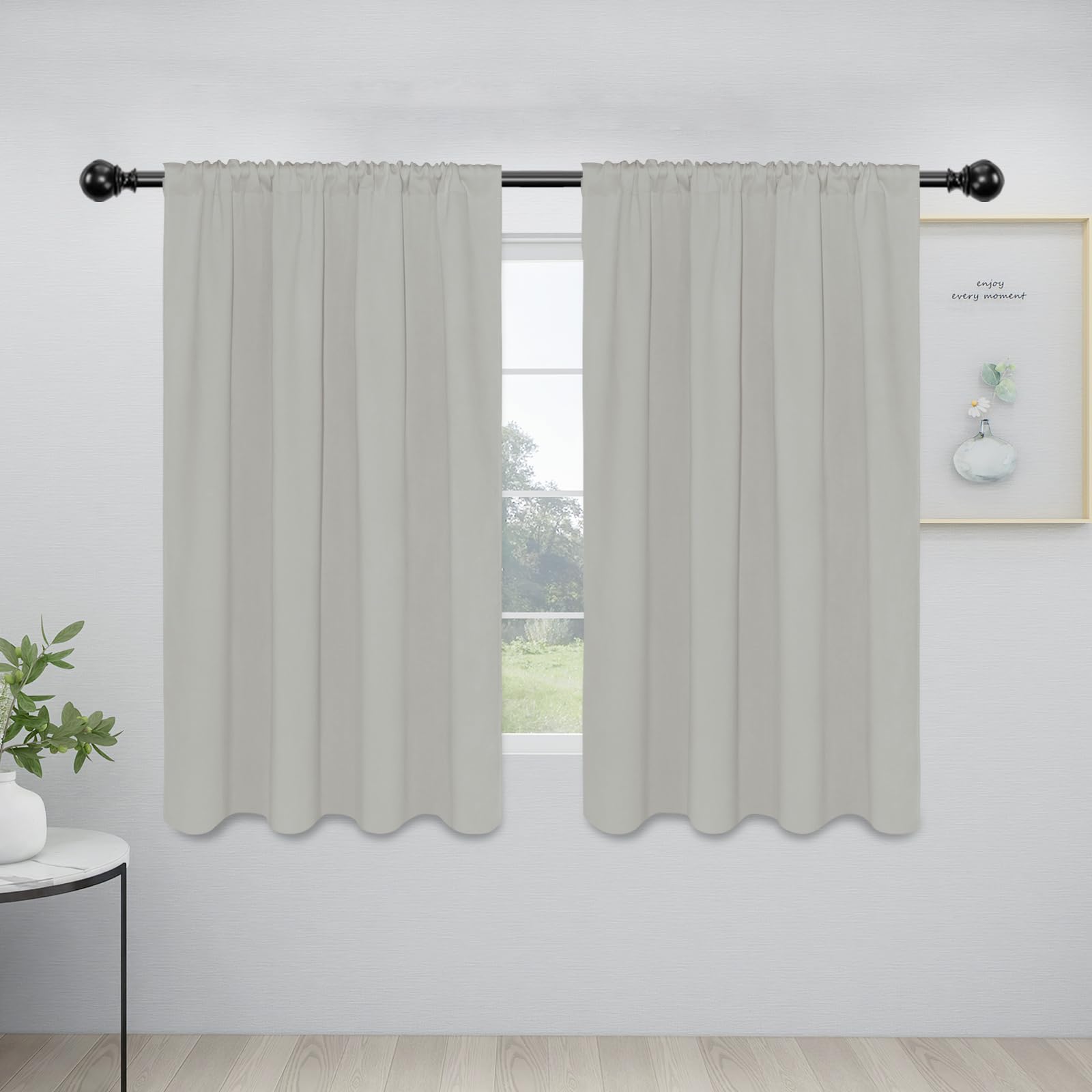Rideaux occultants Easy-Going 2 panneaux 106x137 cm blanc grisâtre