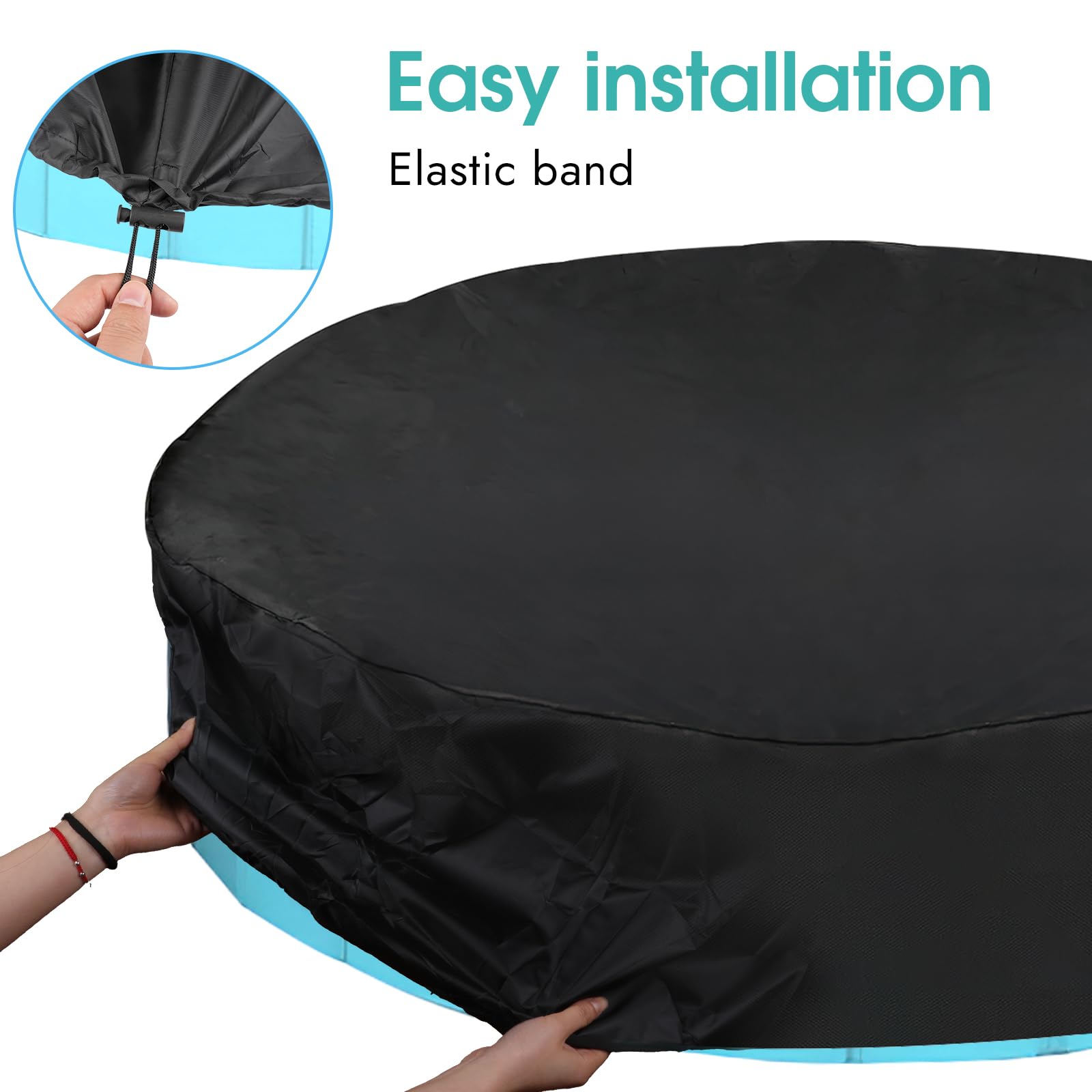 Poolabdeckung Rund Für Hundepool – 122 X 30 Cm, Wasserdicht, UV-Schutz, Aus 210D Oxford-Material, Mit Zugseil, Für Runde Pools, Planschbecken & Dog Pools