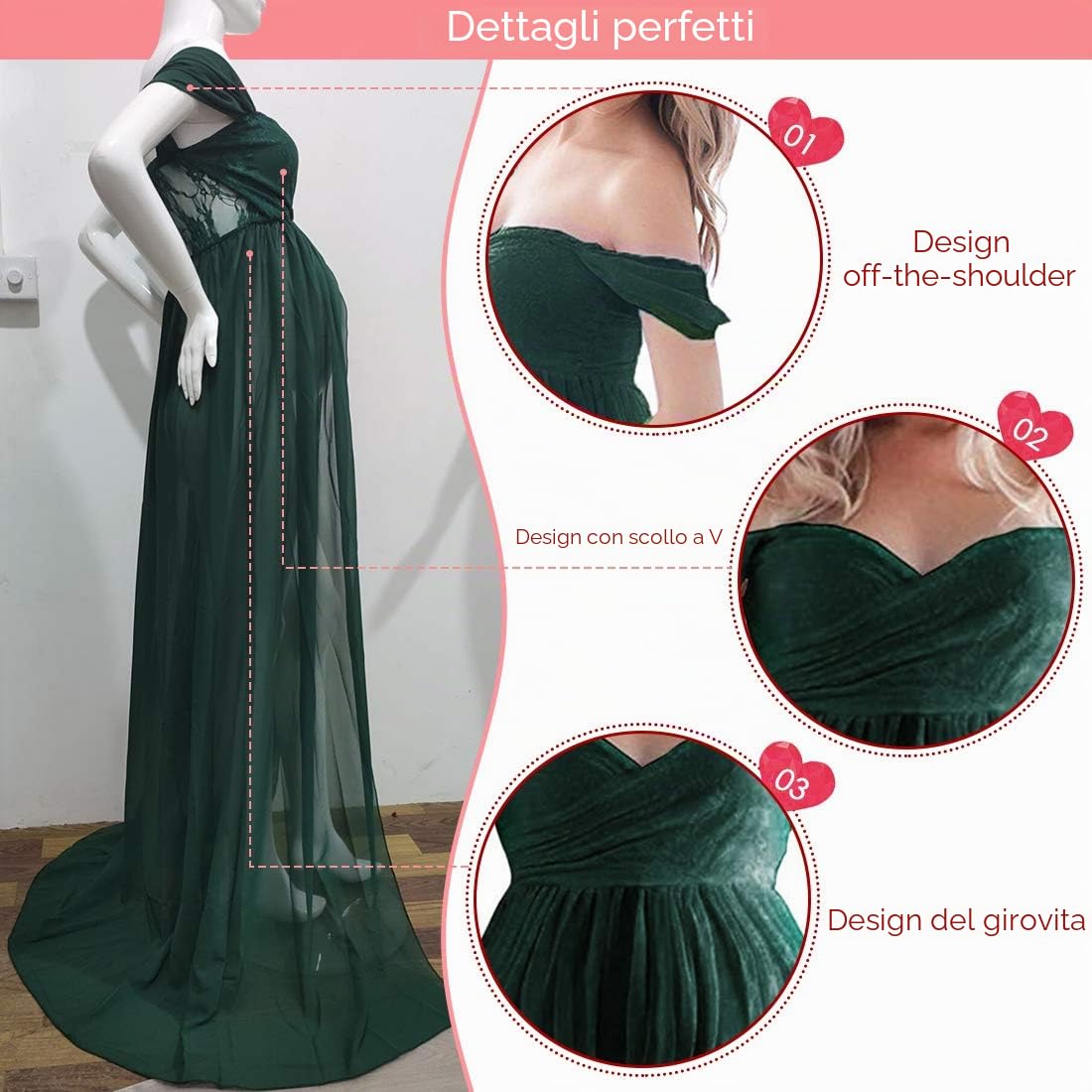 FEOYA-Trailing Long Dresses Maternity Photography Puntelli Abiti per Foto Shoot Summer Tube Traspirante Top Split Anteriore Gravidanza Ladies Senza Spalline Maxi Dress
