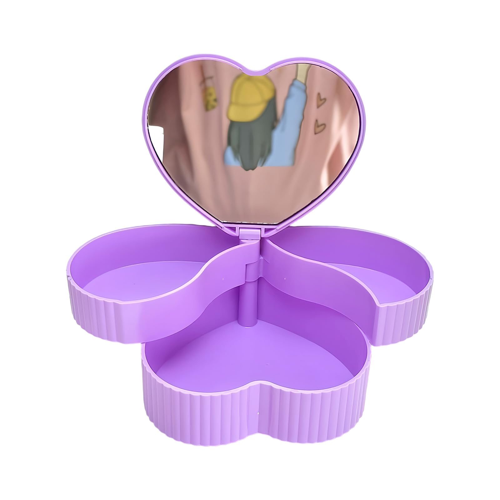 Msioytog Purple Modern Rotating Jewelry Box Storage Case With Mirrored And Ample Space For Rings Earrings Necklaces Jewelry Storage With Glass