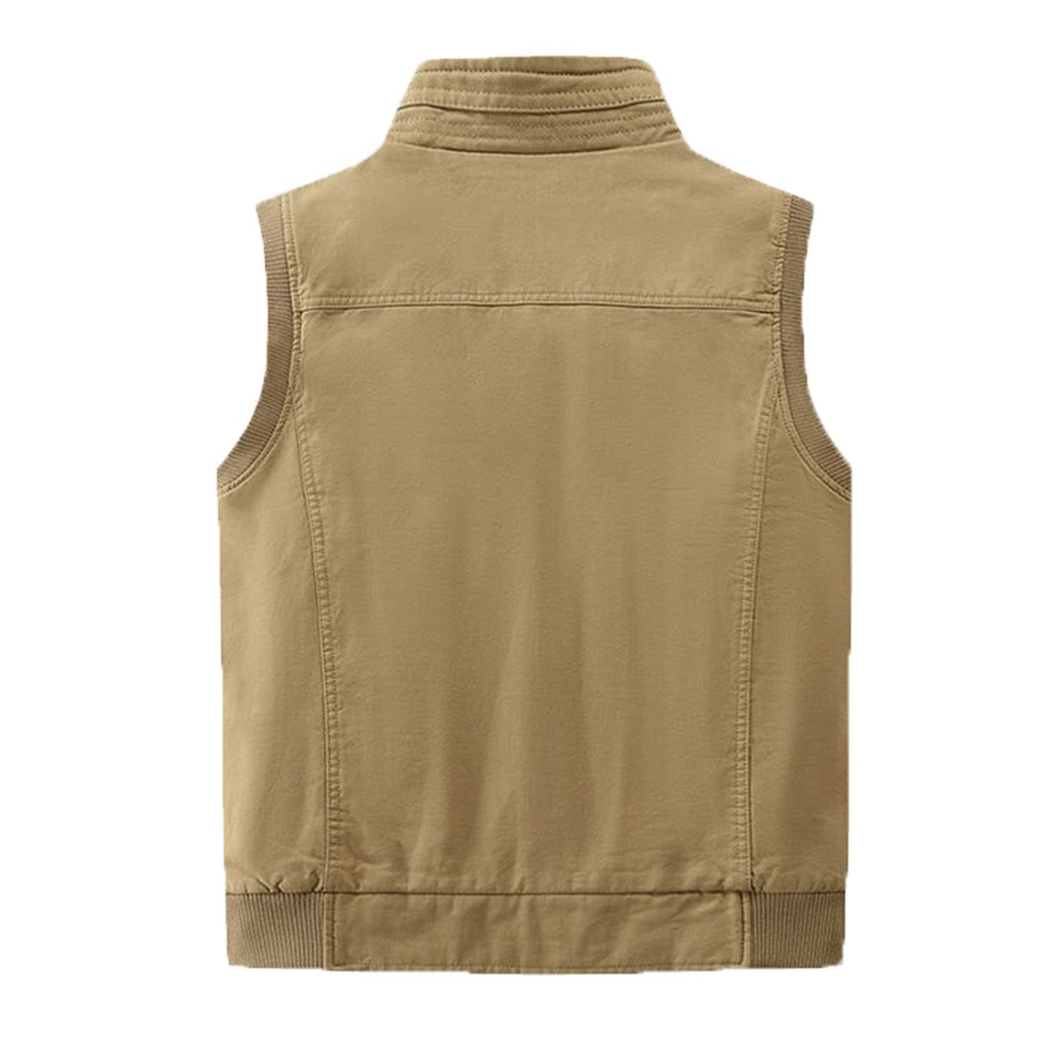 Hombres Chaleco De Algodón Casual Multi-Bolsillo Gilet Pesca Al Aire Libre Fotografía Chaleco Primavera Y Otoño Sin Mangas De Pie Chaqueta De Cuello