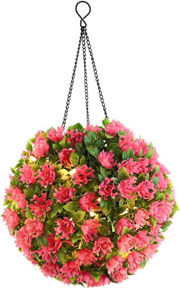 FOMIYES Hanging Topiary Ball with Lights Solar LED Boxwood