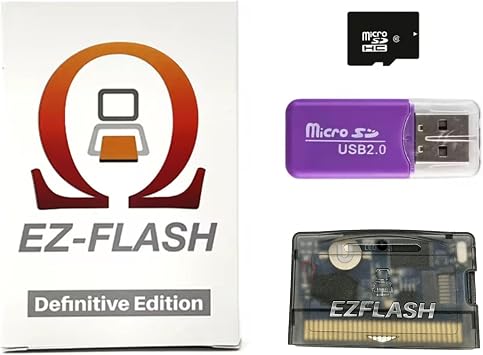 EZ-Flash Omega Definitive Edition, GBA Game Cartridge, Pre-Loaded Games, 32GB SD Card, Supports 128GB, GBA SP, DS, NDS, Retro Gaming, Flash Cart, Game Console Accessories