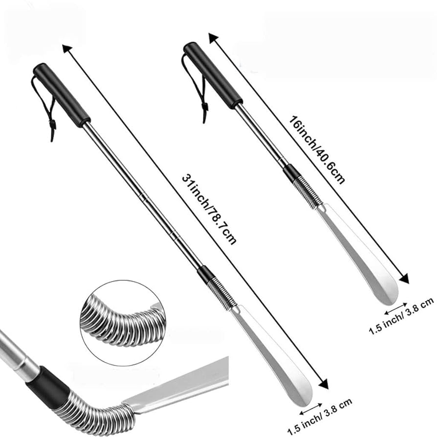 Amazon.co.jp: ロングステンレス製スプリング金属靴べら伸縮バネ