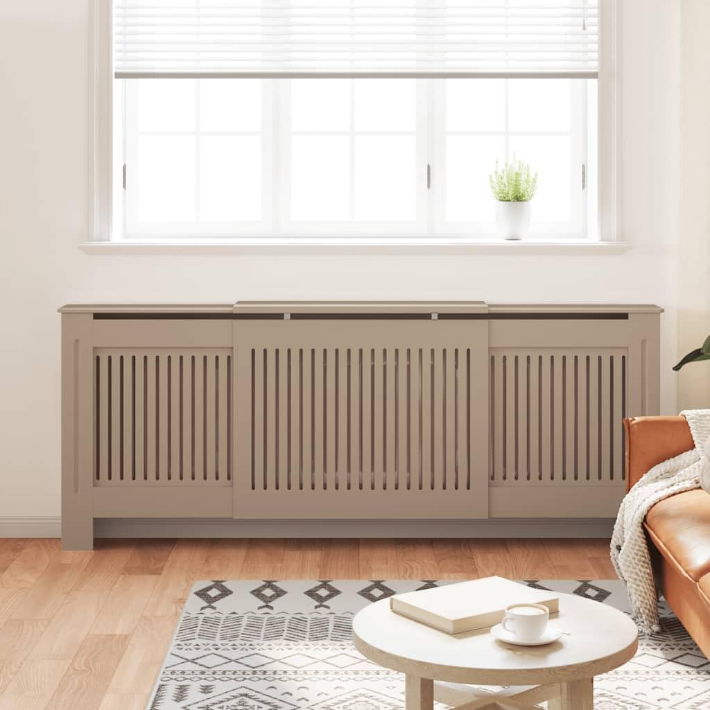 Adjustable Radiator Cover Brown, 55.9 to 80.7 Inch Modern Cabinet with Storage Shelf, MDF Vertical Slat Radiator Guard for Home Safety and Decoration