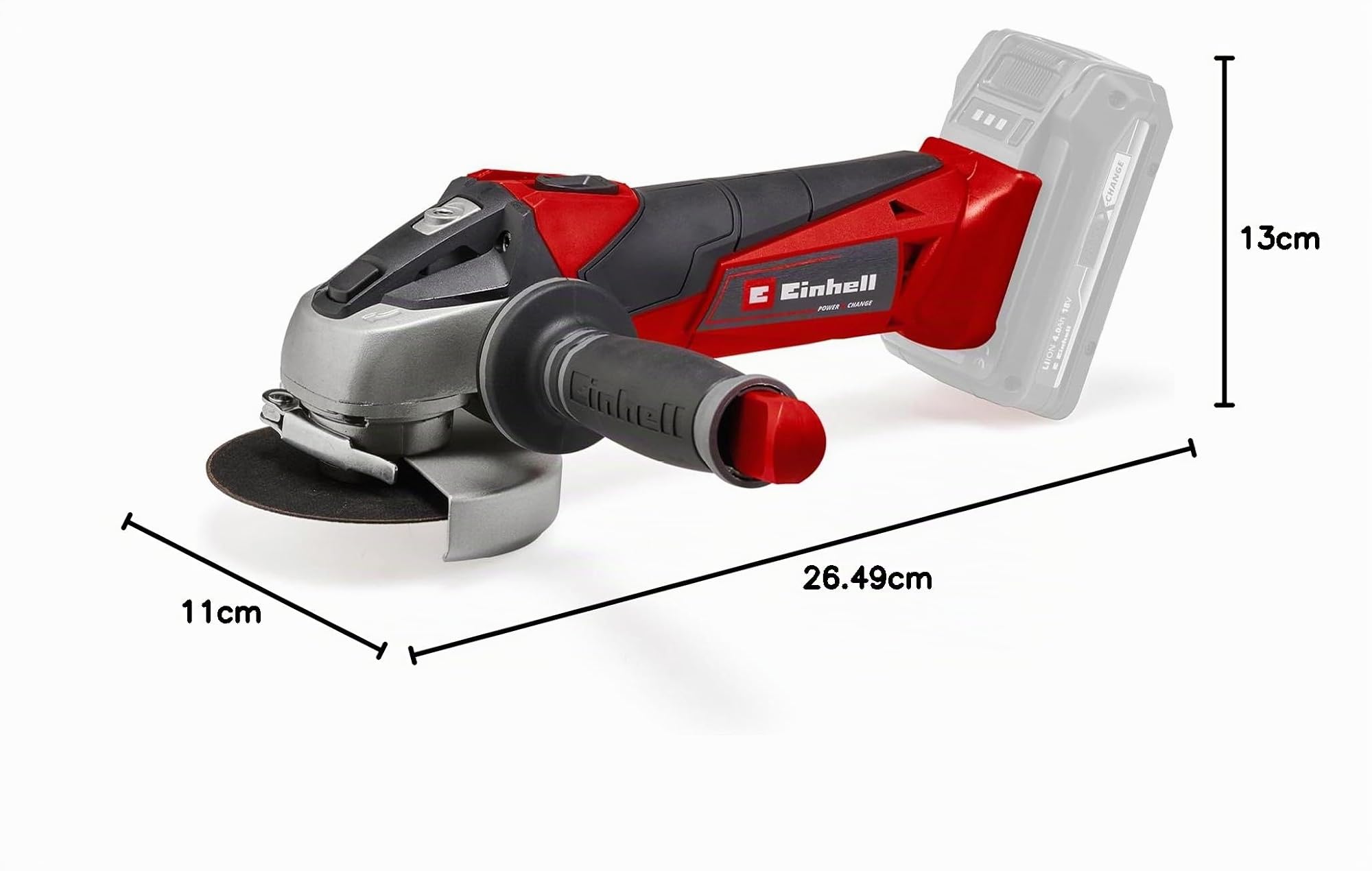 Einhell Meuleuse d'angle Ø115mm sans fil TE- AG 18/115 Li-Solo Power X-Change (18V, Régime : 8500 trs/min, Profondeur de coupe : 28 mm) Livré sans Batterie ni Chargeur